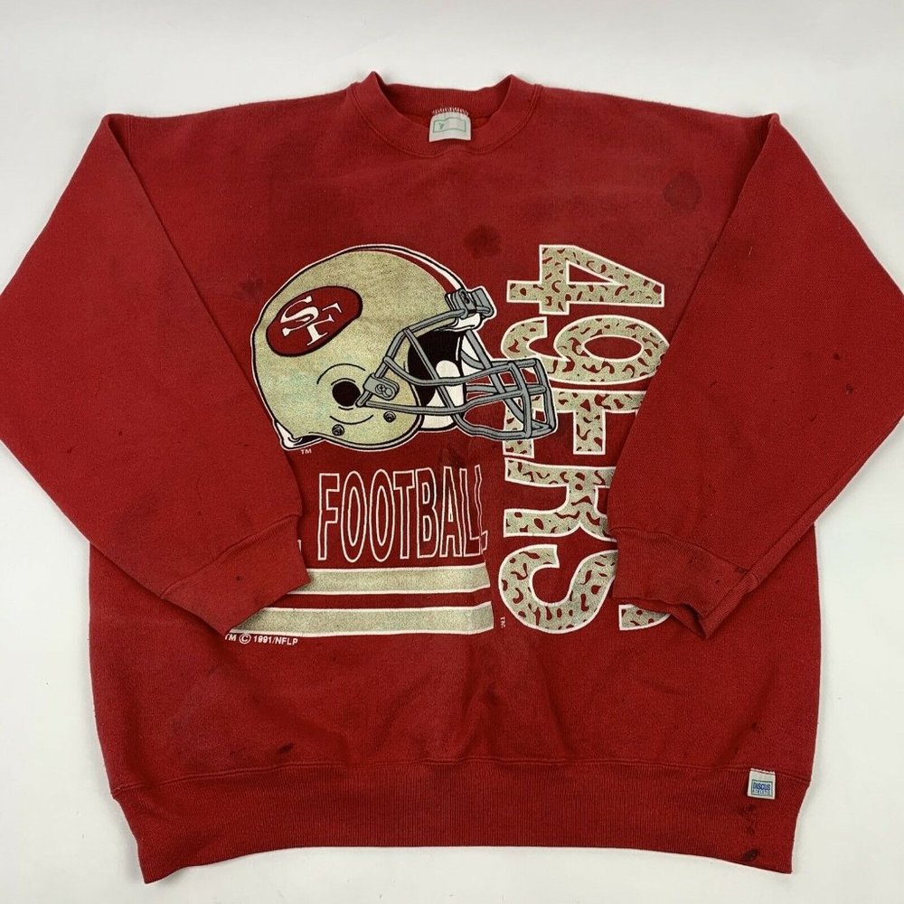 VTG 90s San Francisco SF 49ers Super Bowl XXIV Sweatshirt 2XL Fits XL Logo Faded